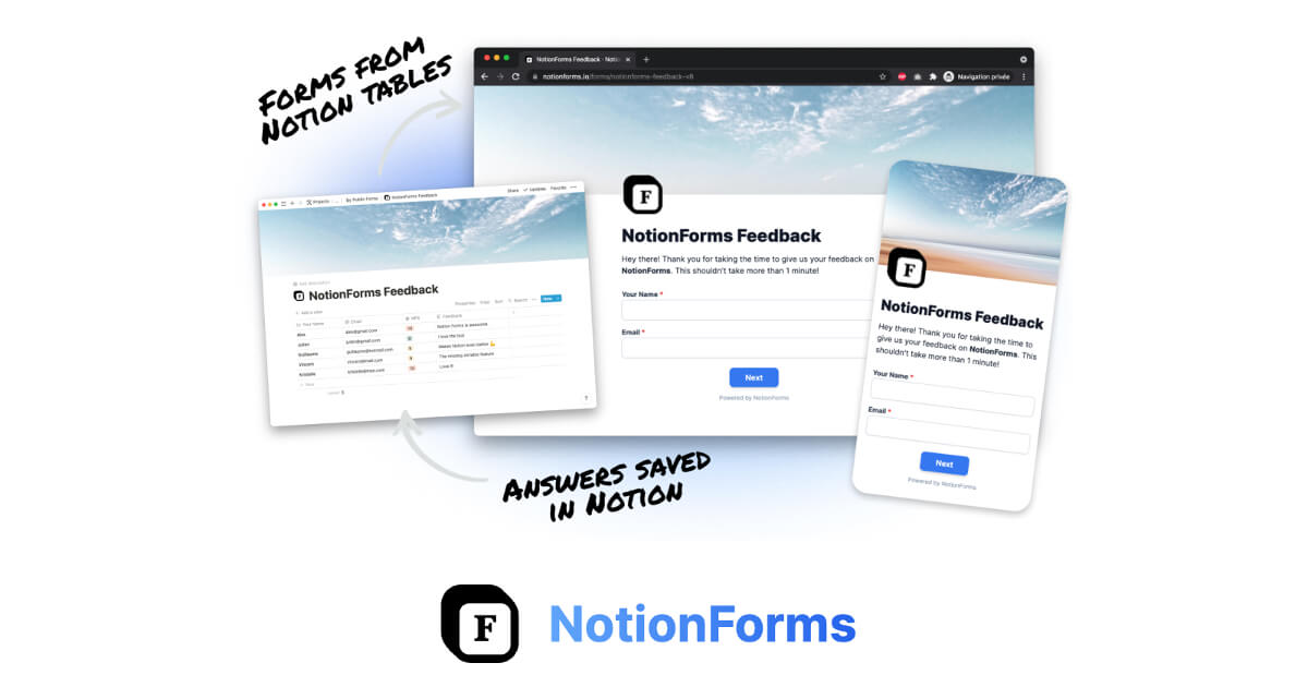 Screenshot of the project NotionForms